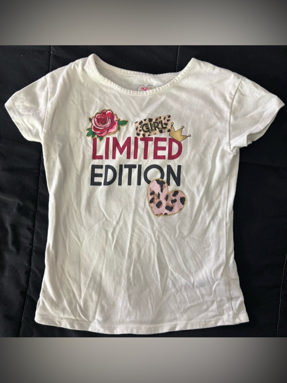 & Other Stories White Short Sleeve Tee with Pink and Leopard Accents